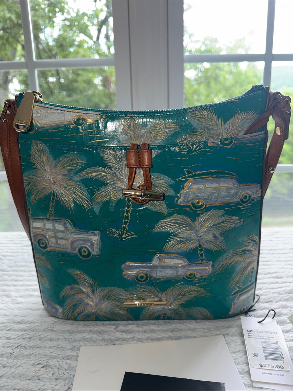 Brahmin Katie Dream Copa Cabana Shoulder Bag with Brown Trim